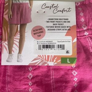 Coastal Comfort Gauze Drawstring Shorts in Ibis Rose
